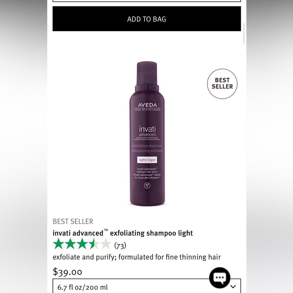 Brand New Aveda Invati Shampoo 2 bottles